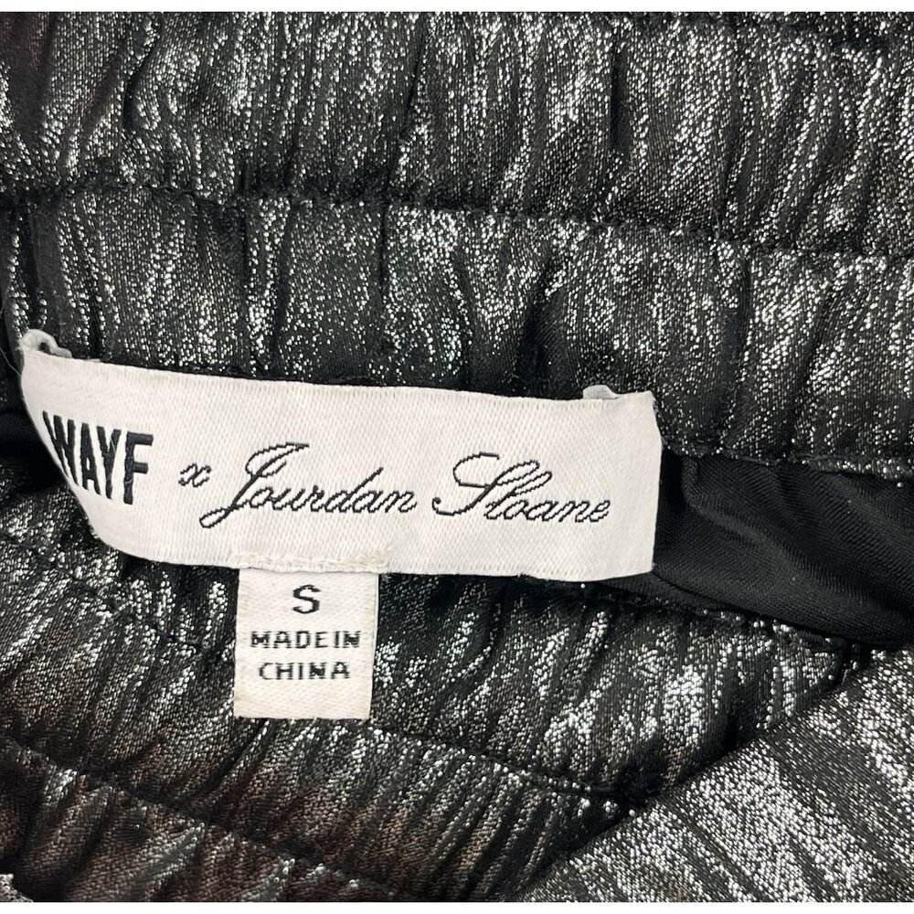 WAYF X JOURDAN SLOANE Women's Gunmetal Silver Metallic Chiffon Wide Leg Pants SM - Picture 4 of 7